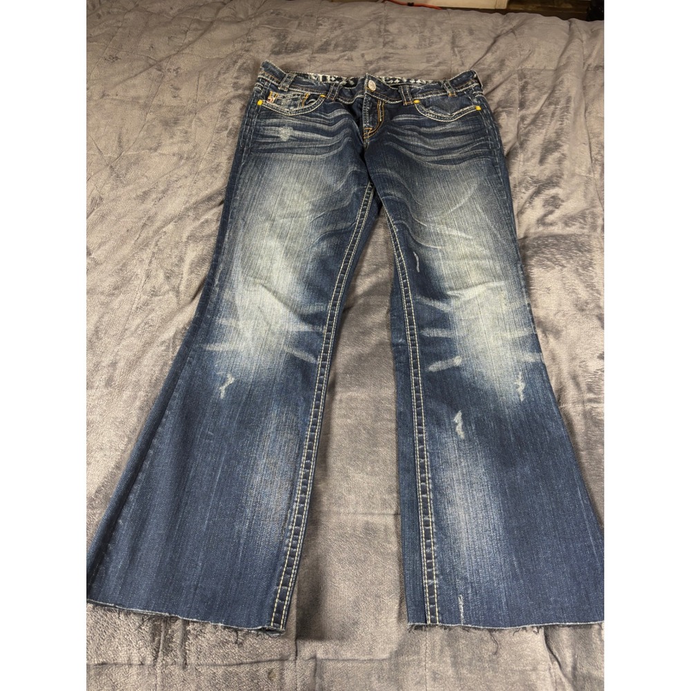 MEK Denim Riga Bootcut Jeans Buckle Exclusive Dark Wash Thick Stitch 31x32